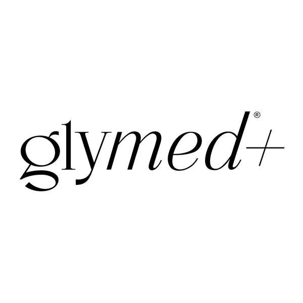 The Glymed Plus logo in black cursive letters on a white background.