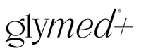 Black text logo reads glymed+ in lowercase letters with a plus sign at the end on a white background.