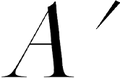 The image shows the capital letter A with an acute accent mark to its upper right, forming Á.